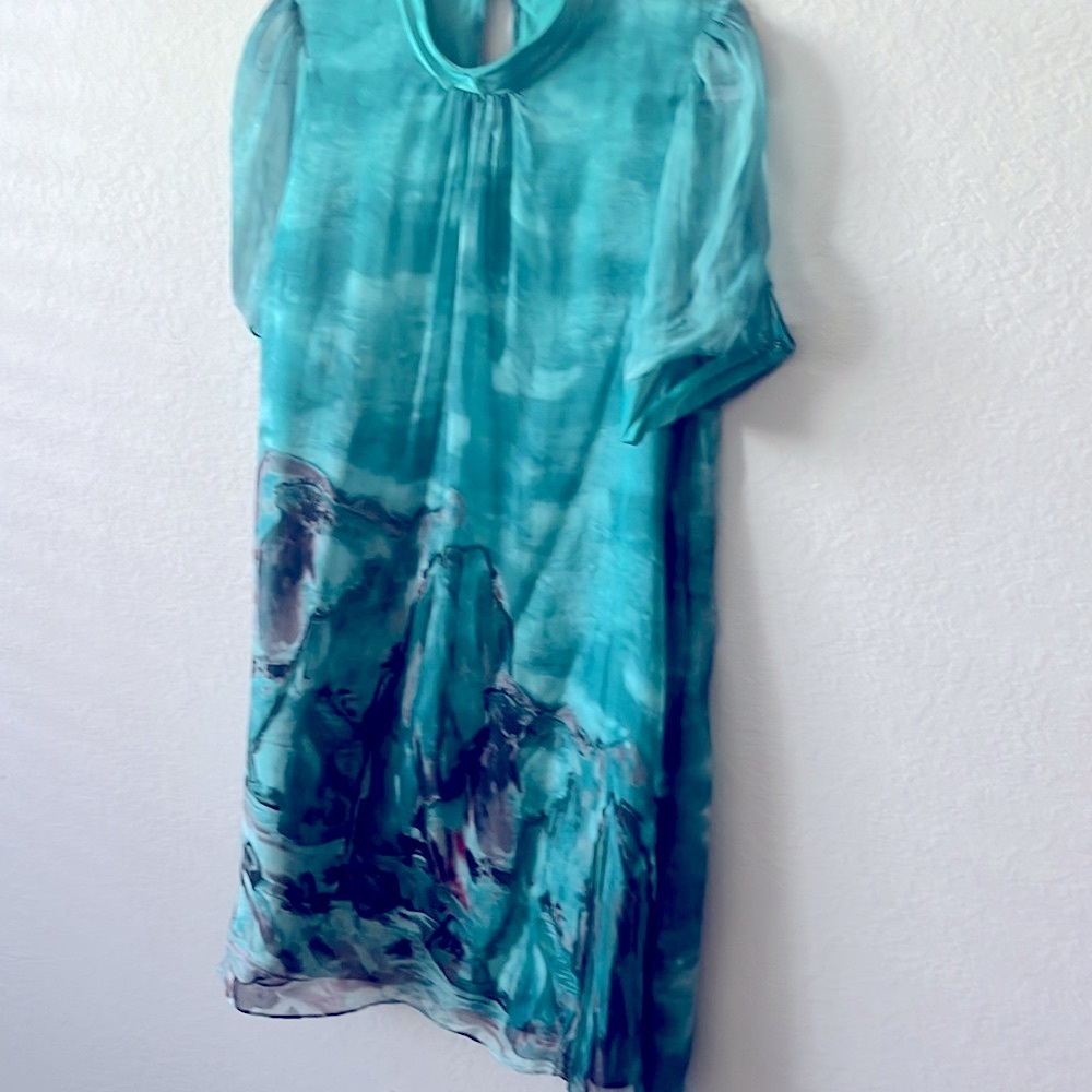 Very rare Queen Mulock Silk abstract Midi
Dress Size XL Fits Size L/M, like new - Picture 5 of 9